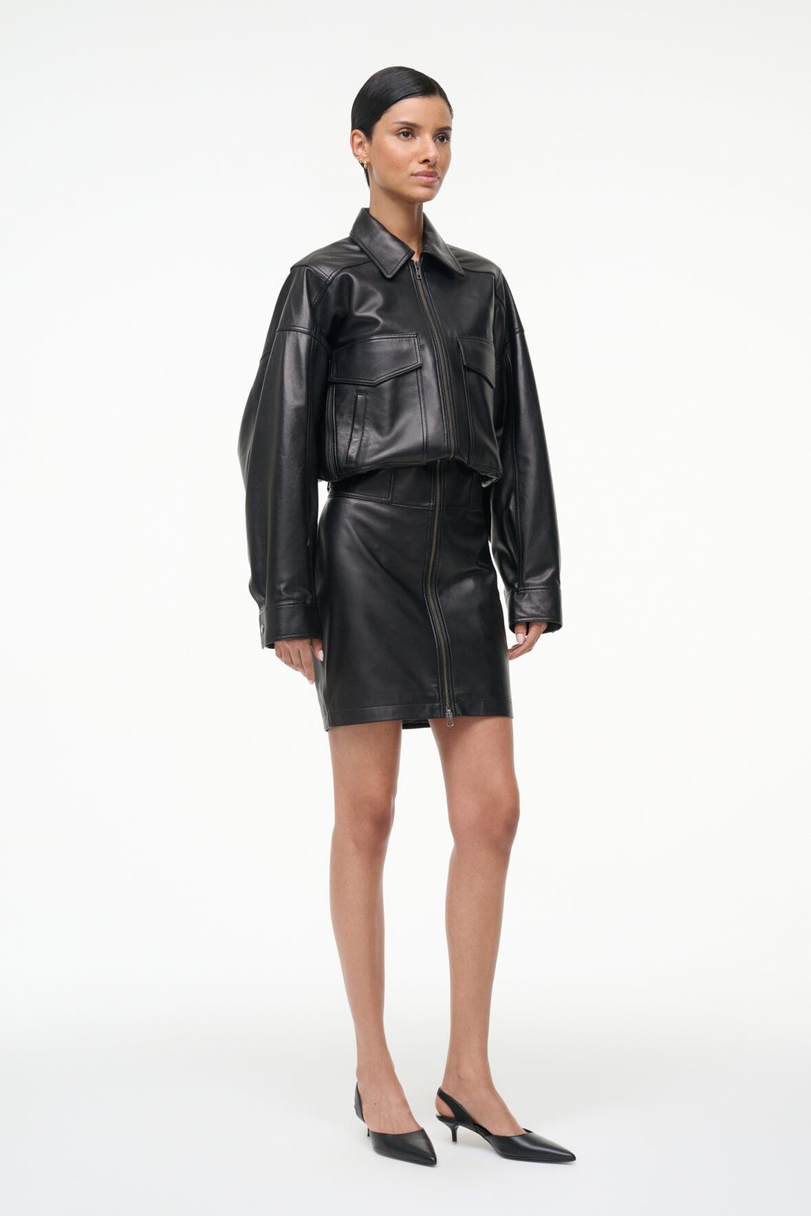CLAUDETTE LEATHER DRESS BLACK - STAUD US