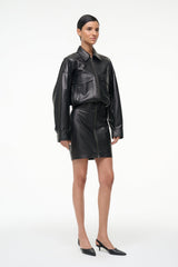 CLAUDETTE LEATHER DRESS BLACK - STAUD US