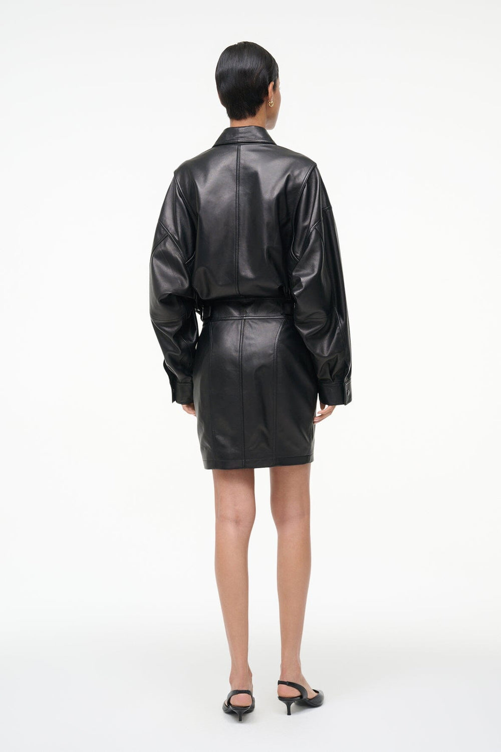 CLAUDETTE LEATHER DRESS BLACK - STAUD US
