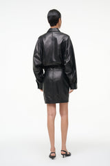 CLAUDETTE LEATHER DRESS BLACK - STAUD US