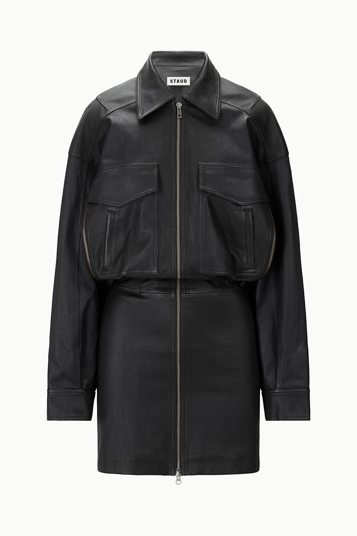 CLAUDETTE LEATHER DRESS BLACK - STAUD US