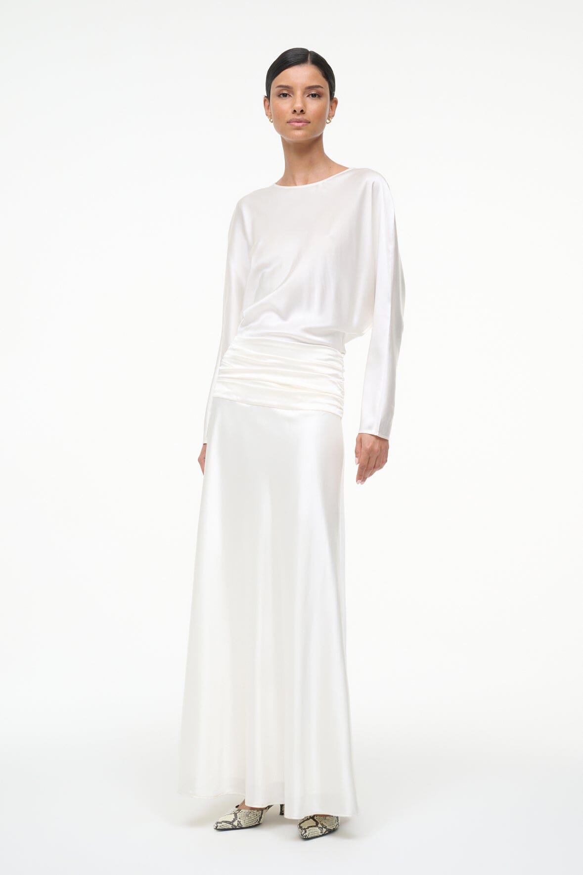 FREDA SILK DRESS IVORY - STAUD outlet