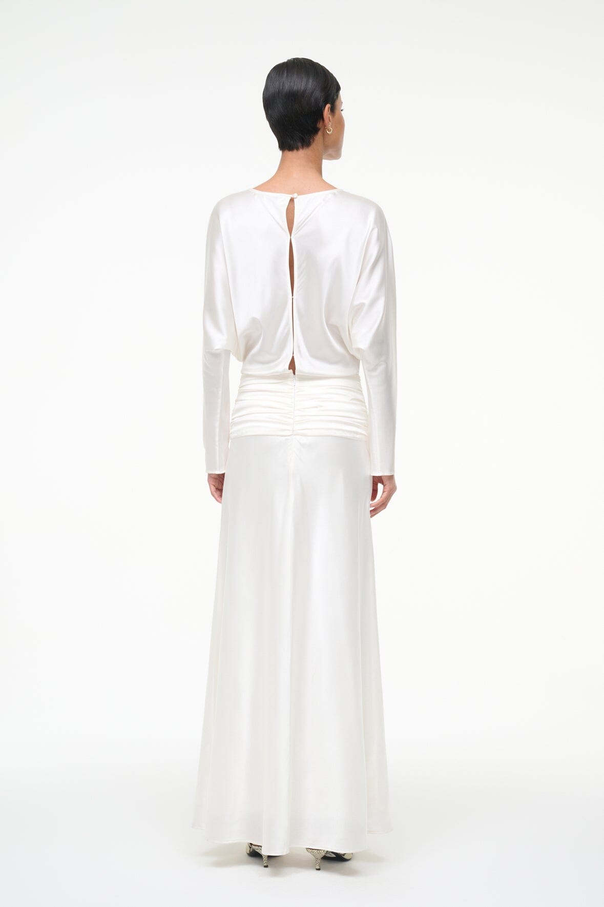 FREDA SILK DRESS IVORY - STAUD outlet