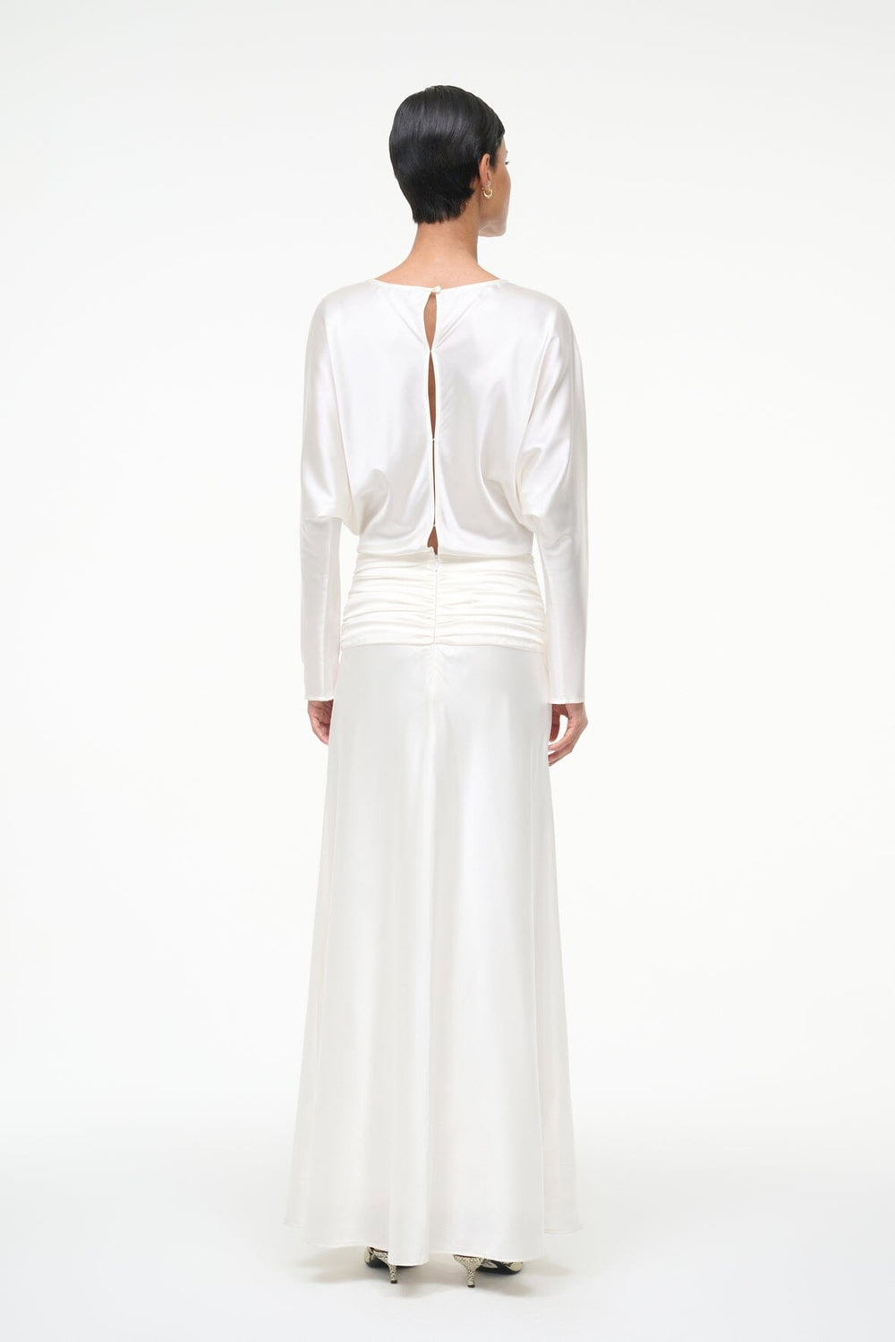 FREDA SILK DRESS IVORY - STAUD outlet