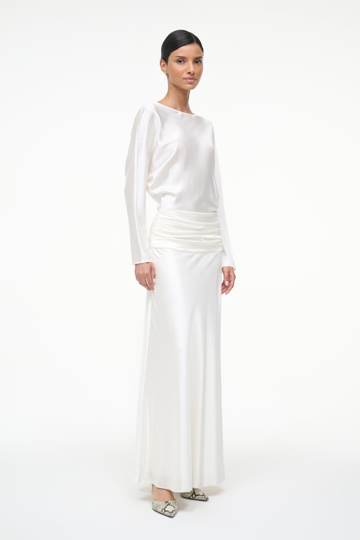 FREDA SILK DRESS IVORY - STAUD outlet