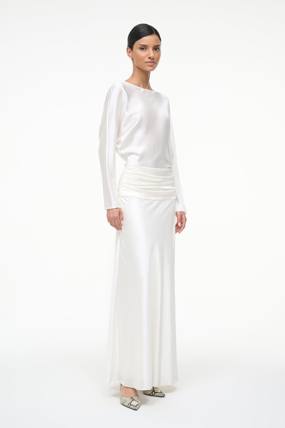 FREDA SILK DRESS IVORY - STAUD outlet