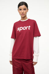 JUNIOR LONG SLEEVE TEE IVORY DEEP RED - STAUD sale