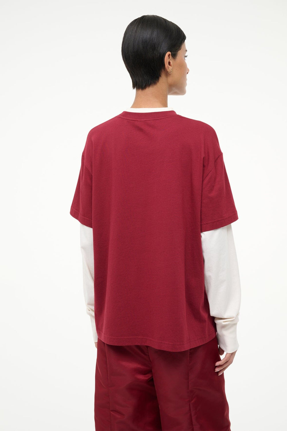 JUNIOR LONG SLEEVE TEE IVORY DEEP RED - STAUD sale