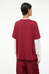 JUNIOR LONG SLEEVE TEE IVORY DEEP RED - STAUD sale