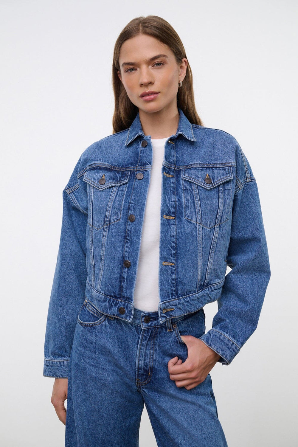 GLEN DENIM JACKET VINTAGE WASH - STAUD US