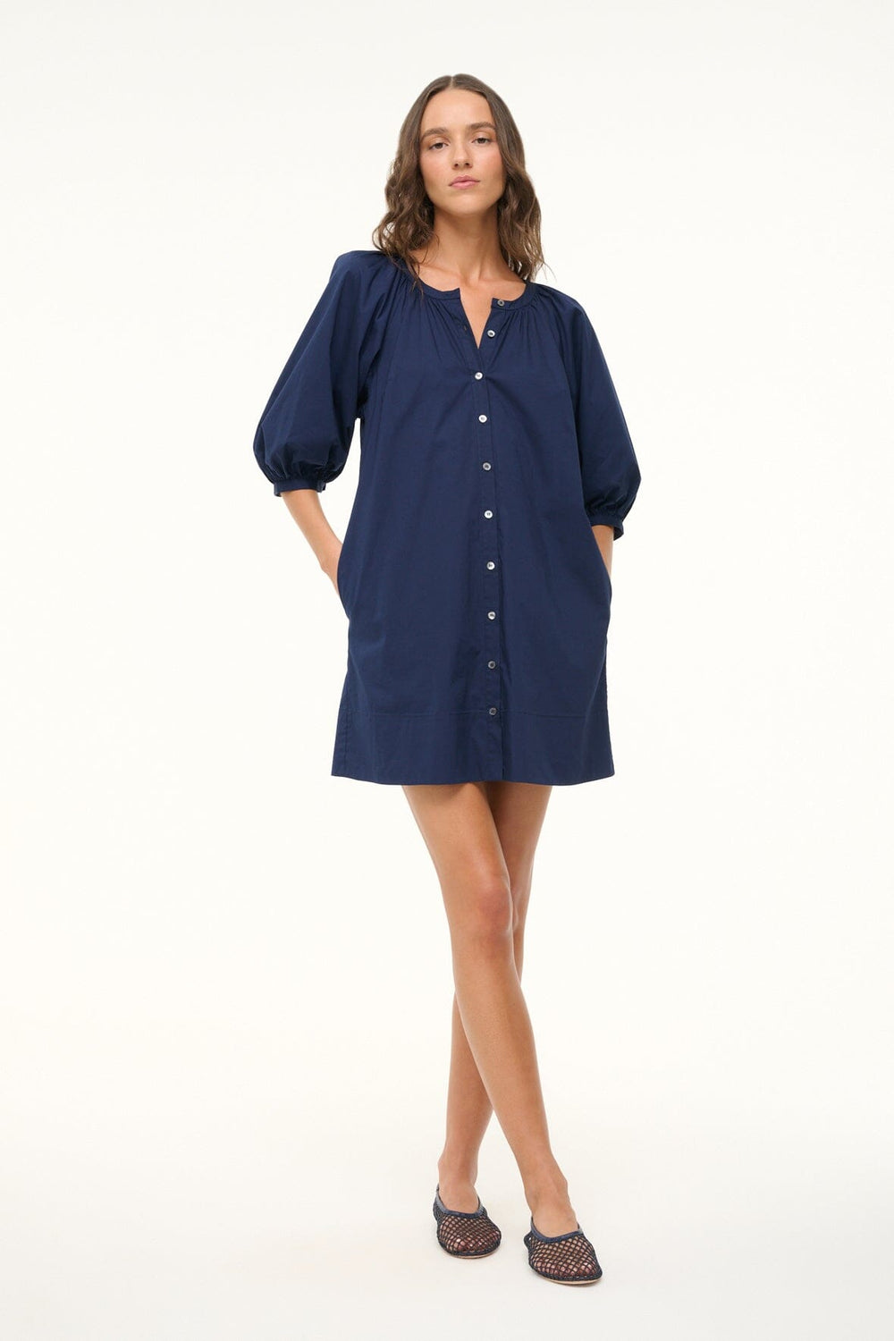 MINI VINCENT DRESS NAVY - STAUD for sale