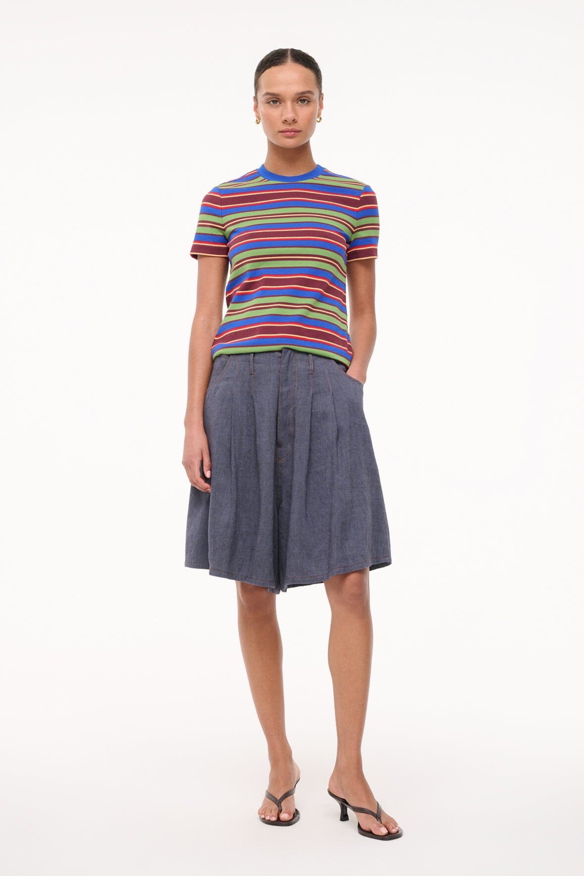 WEEKEND CREW TEE SPECTRUM STRIPE - STAUD US