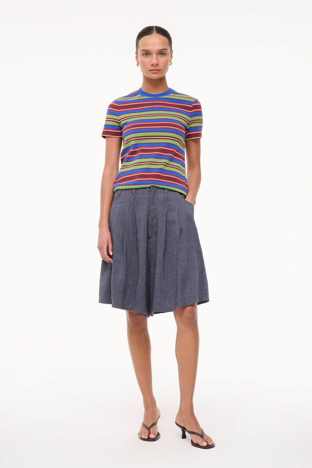 WEEKEND CREW TEE SPECTRUM STRIPE - STAUD US
