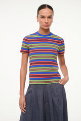 WEEKEND CREW TEE SPECTRUM STRIPE - STAUD US