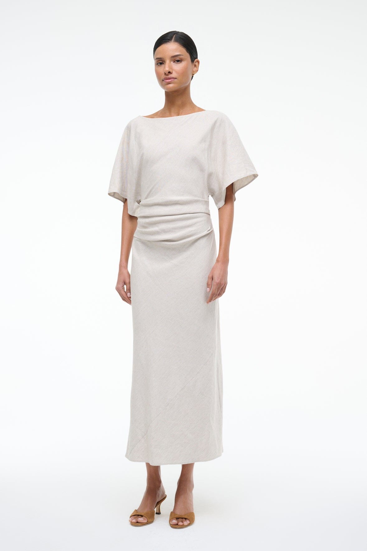 AMELIE LINEN DRESS NATURAL - STAUD US