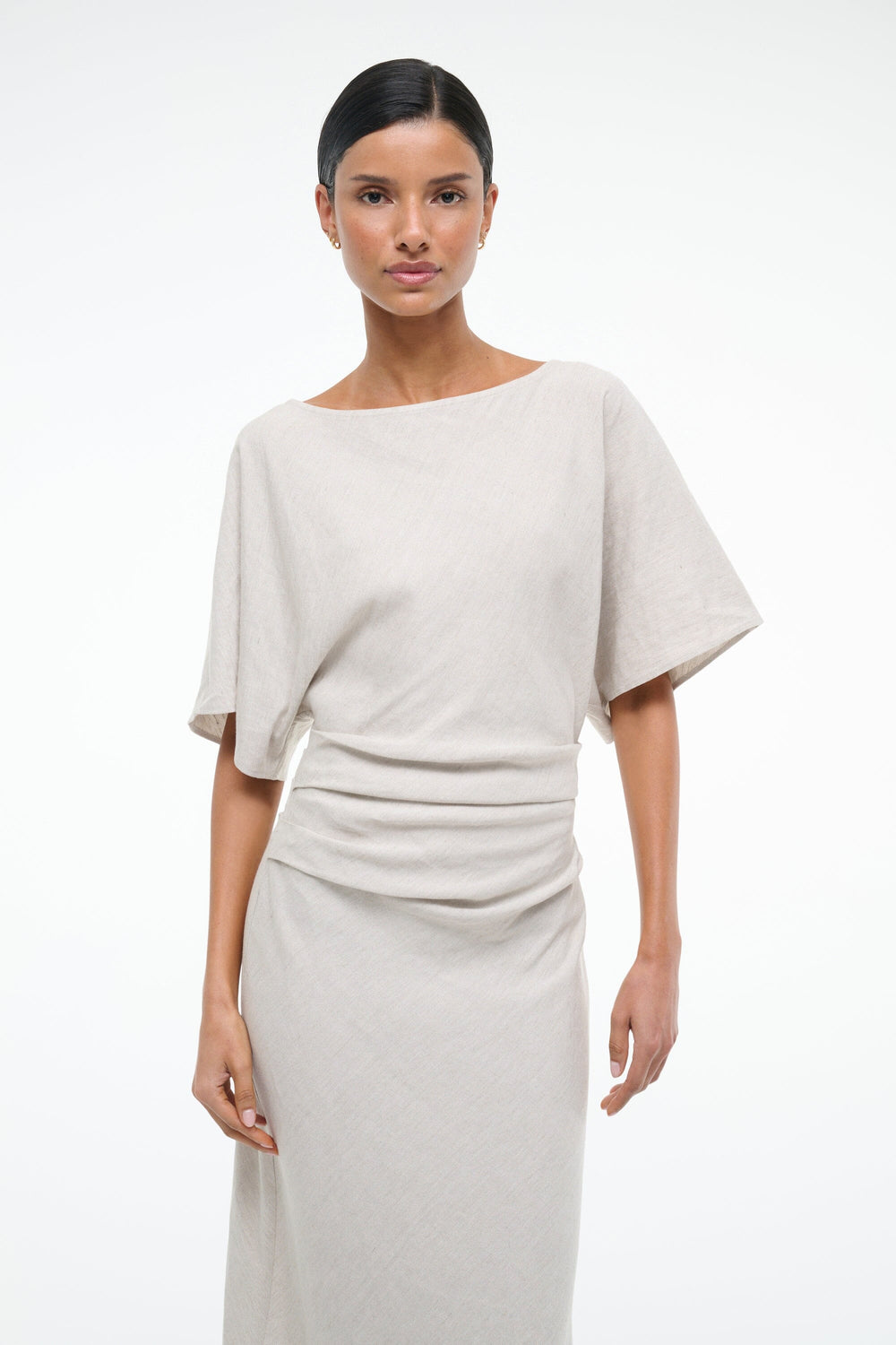 AMELIE LINEN DRESS NATURAL - STAUD US