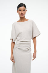 AMELIE LINEN DRESS NATURAL - STAUD US