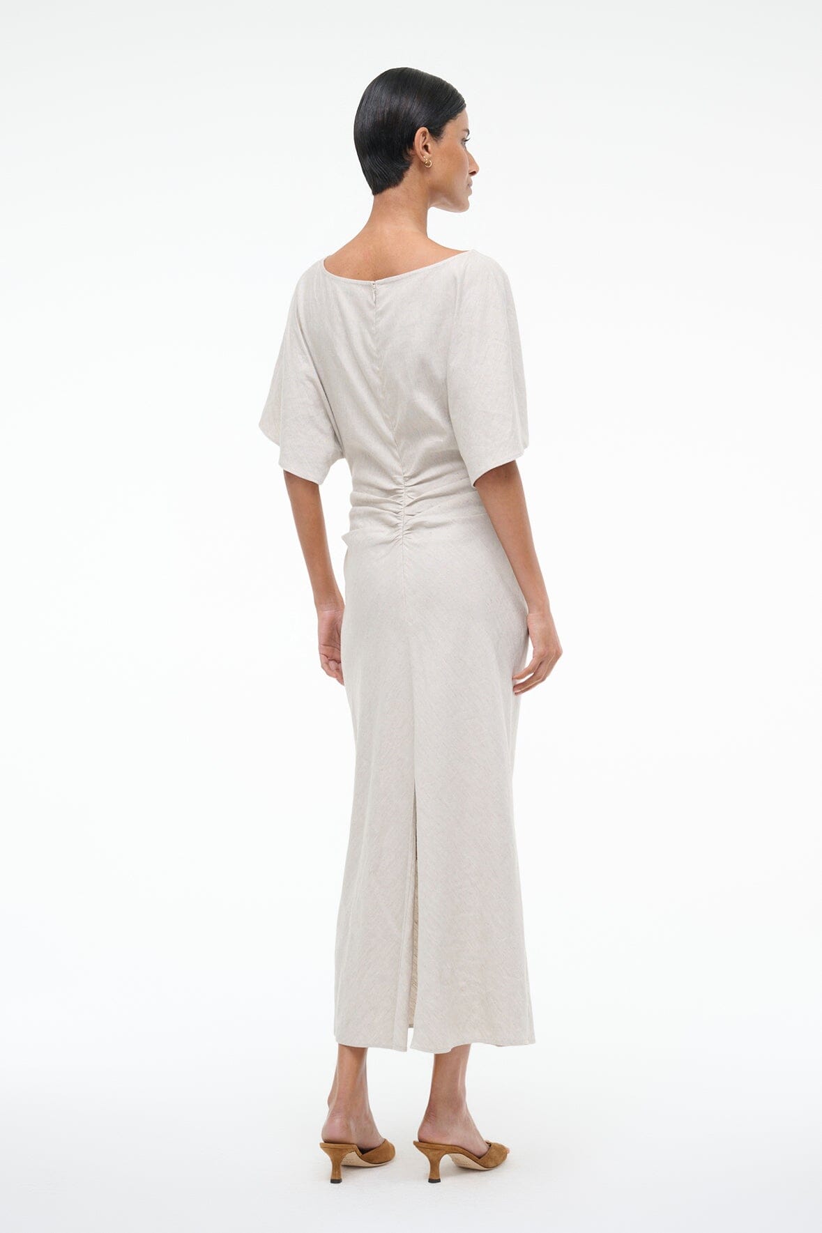 AMELIE LINEN DRESS NATURAL - STAUD US